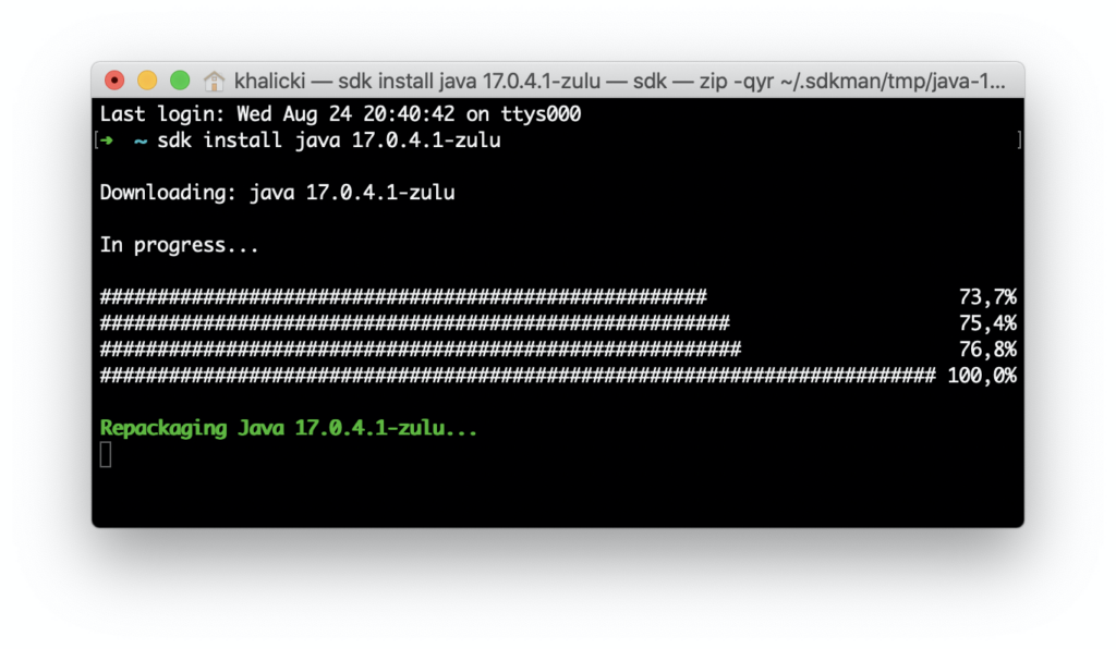 SDKMAN! installs java distribution
